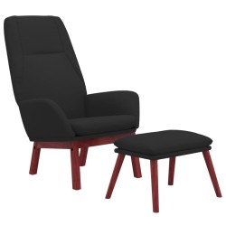 Chaise de relaxation avec repose-pied Noir Tissu 