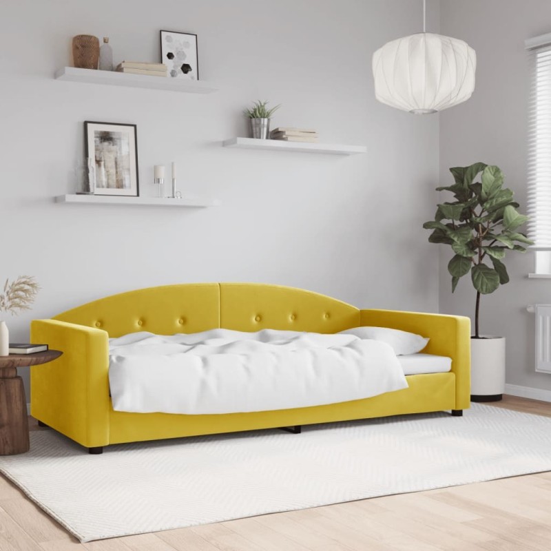 Lit de repos sans matelas jaune 90x200 cm velours 