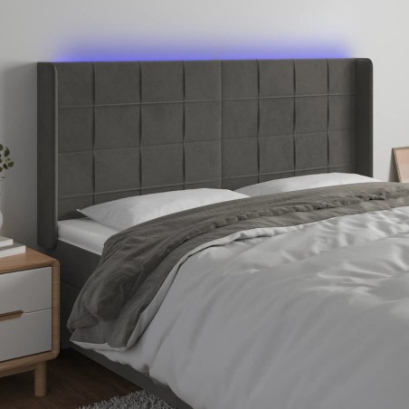 Tête de lit à LED Gris foncé 163x16x118/128 cm Velours 
