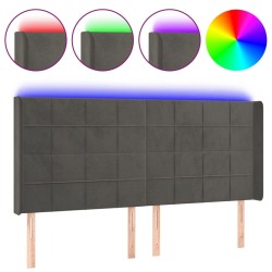 Tête de lit à LED Gris foncé 163x16x118/128 cm Velours 