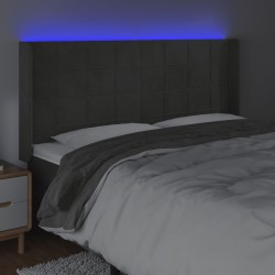 Tête de lit à LED Gris foncé 163x16x118/128 cm Velours 
