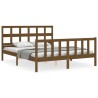 Cadre de lit sans matelas marron miel bois massif 