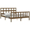 Cadre de lit sans matelas marron miel bois massif 
