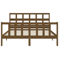 Cadre de lit sans matelas marron miel bois massif 