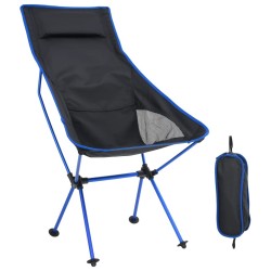 Chaise de camping pliable PVC et aluminium Noir 