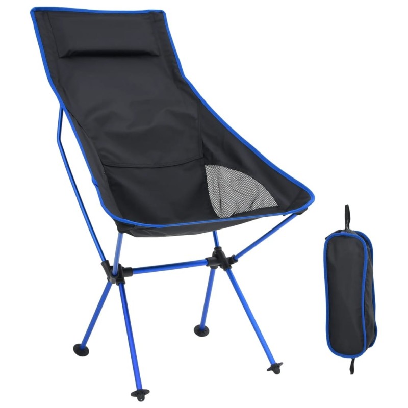 Chaise de camping pliable PVC et aluminium Noir 