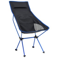Chaise de camping pliable PVC et aluminium Noir 