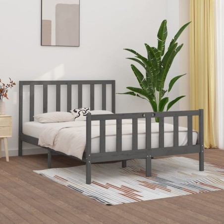 Cadre de lit sans matelas gris 150x200 cm bois massif 