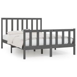 Cadre de lit sans matelas gris 150x200 cm bois massif 