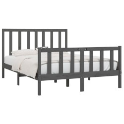 Cadre de lit sans matelas gris 150x200 cm bois massif 