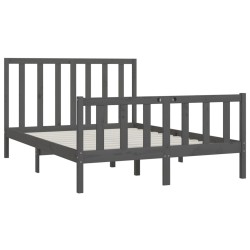 Cadre de lit sans matelas gris 150x200 cm bois massif 