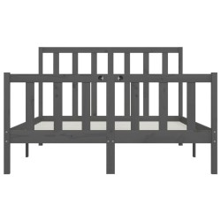 Cadre de lit sans matelas gris 150x200 cm bois massif 