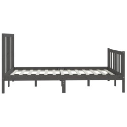 Cadre de lit sans matelas gris 150x200 cm bois massif 
