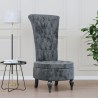 Chaise à dossier haut gris foncé velours conception de bouton 