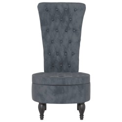 Chaise à dossier haut gris foncé velours conception de bouton 