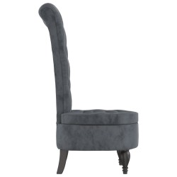 Chaise à dossier haut gris foncé velours conception de bouton 