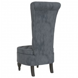 Chaise à dossier haut gris foncé velours conception de bouton 