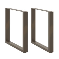 Pieds de table à manger en forme de U, 2 pièces, acier naturel, 90 x (72-73) cm 