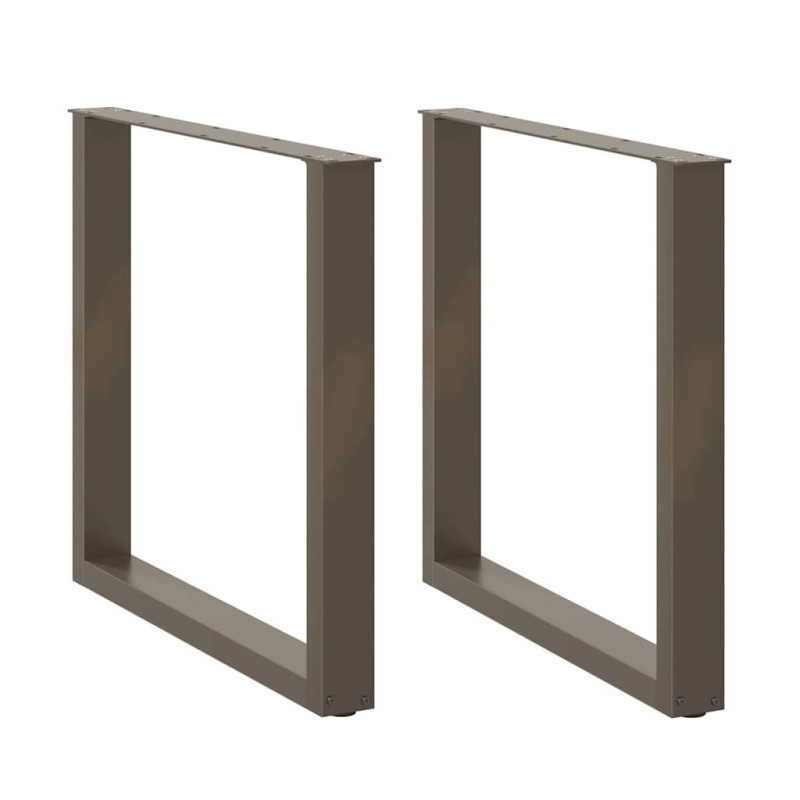 Pieds de table à manger en forme de U, 2 pièces, acier naturel, 90 x (72-73) cm 