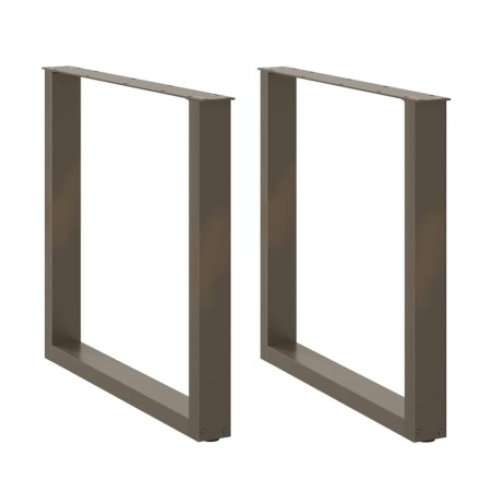 Pieds de table à manger en forme de U, 2 pièces, acier naturel, 90 x (72-73) cm 