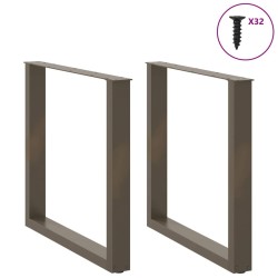 Pieds de table à manger en forme de U, 2 pièces, acier naturel, 90 x (72-73) cm 