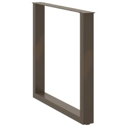 Pieds de table à manger en forme de U, 2 pièces, acier naturel, 90 x (72-73) cm 