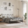 Cadre de lit métal sans matelas avec pied de lit noir 140x190cm 