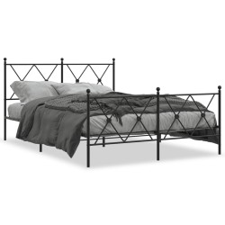 Cadre de lit métal sans matelas avec pied de lit noir 140x190cm 