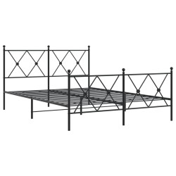 Cadre de lit métal sans matelas avec pied de lit noir 140x190cm 