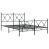 Cadre de lit métal sans matelas avec pied de lit noir 140x190cm 