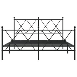 Cadre de lit métal sans matelas avec pied de lit noir 140x190cm 