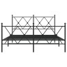 Cadre de lit métal sans matelas avec pied de lit noir 140x190cm 
