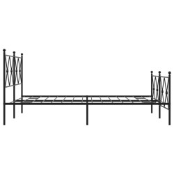 Cadre de lit métal sans matelas avec pied de lit noir 140x190cm 