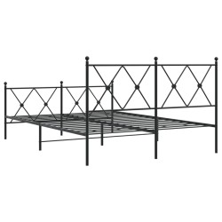 Cadre de lit métal sans matelas avec pied de lit noir 140x190cm 