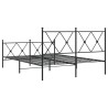 Cadre de lit métal sans matelas avec pied de lit noir 140x190cm 