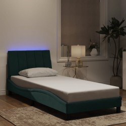 Cadre de lit avec lumières LED vert foncé 80x200 cm velours 