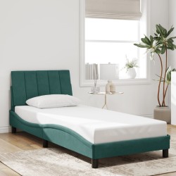 Cadre de lit avec lumières LED vert foncé 80x200 cm velours 