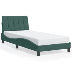 Cadre de lit avec lumières LED vert foncé 80x200 cm velours 