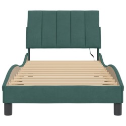 Cadre de lit avec lumières LED vert foncé 80x200 cm velours 