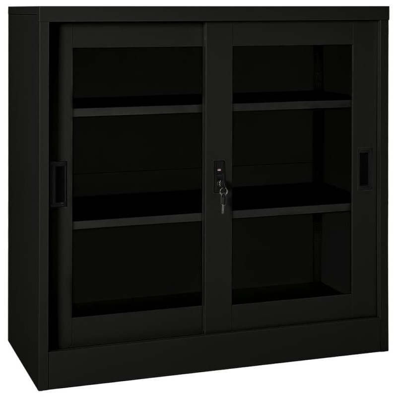 Armoire à portes coulissantes Noir 90x40x90 cm Acier Armoire à portes coulissantes Noir 90x40x90 cm Acier