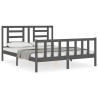 Cadre de lit sans matelas gris bois de pin massif 