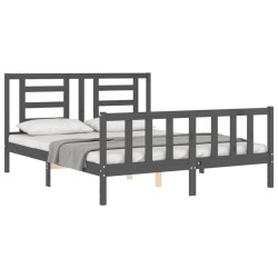 Cadre de lit sans matelas gris bois de pin massif 