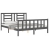 Cadre de lit sans matelas gris bois de pin massif 