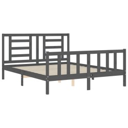 Cadre de lit sans matelas gris bois de pin massif 