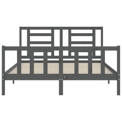 Cadre de lit sans matelas gris bois de pin massif 