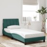 Cadre de lit avec LED sans matelas vert foncé 90x200 cm velours 