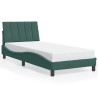 Cadre de lit avec LED sans matelas vert foncé 90x200 cm velours 