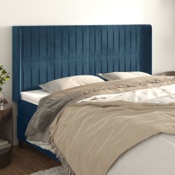 Tête de lit avec oreilles Bleu foncé 163x16x118/128 cm Velours 