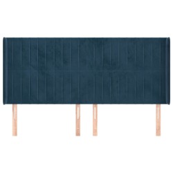 Tête de lit avec oreilles Bleu foncé 163x16x118/128 cm Velours 