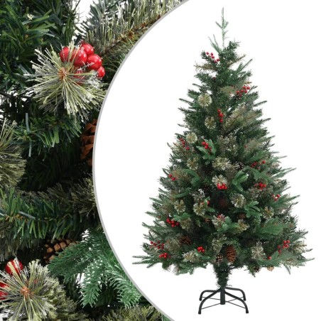Sapin de Noël avec pommes de pin Vert 120 cm PVC et PE 